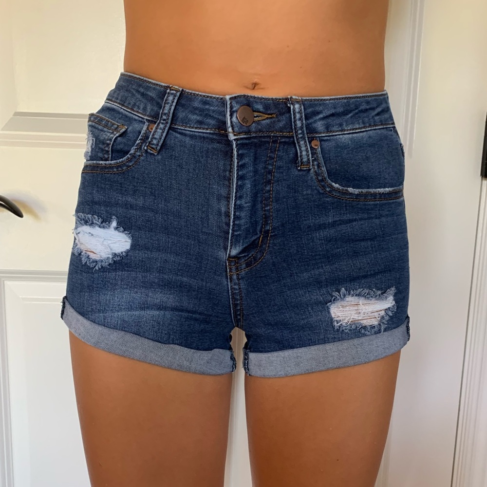 high rise jean shorts